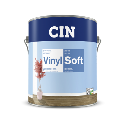 Lata de tinta CIN Vinyl Soft com vaso e planta rosa impressos