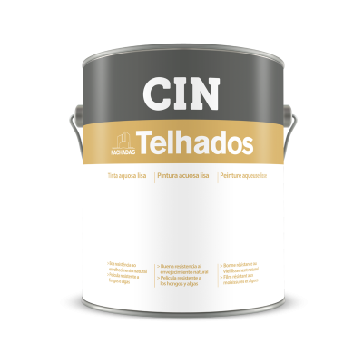 Lata de tinta CIN Telhados cinza, amarelo e branco