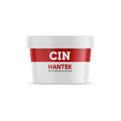 Frasco branco com etiqueta vermelha e branca do produto CIN HANTEK
