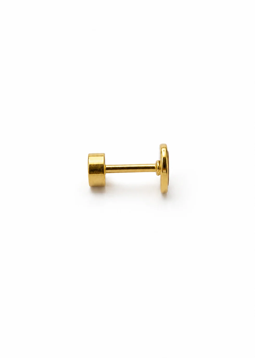 Brinco dourado de aço inoxidável com fecho de parafuso