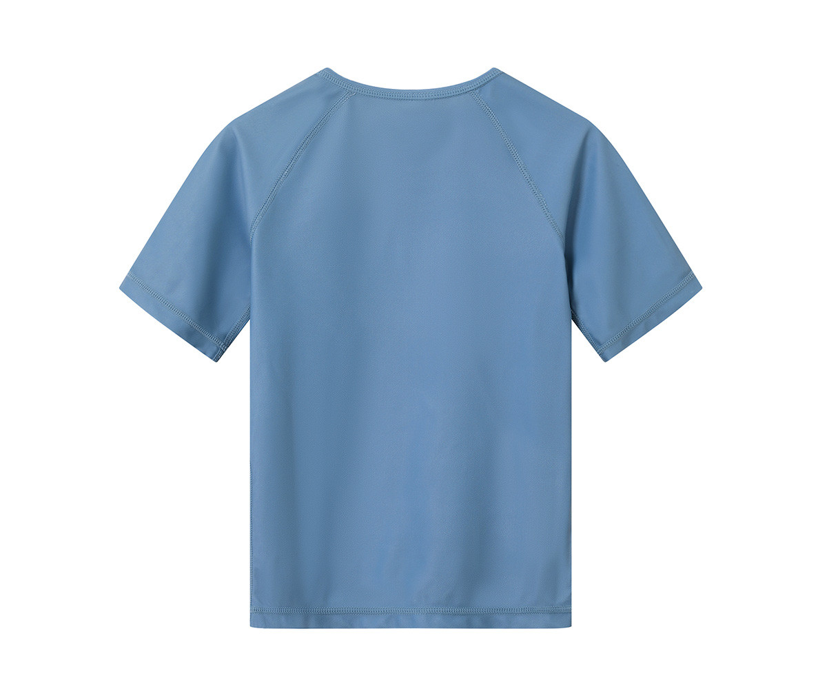 Camiseta azul clara de manga curta vista de costas