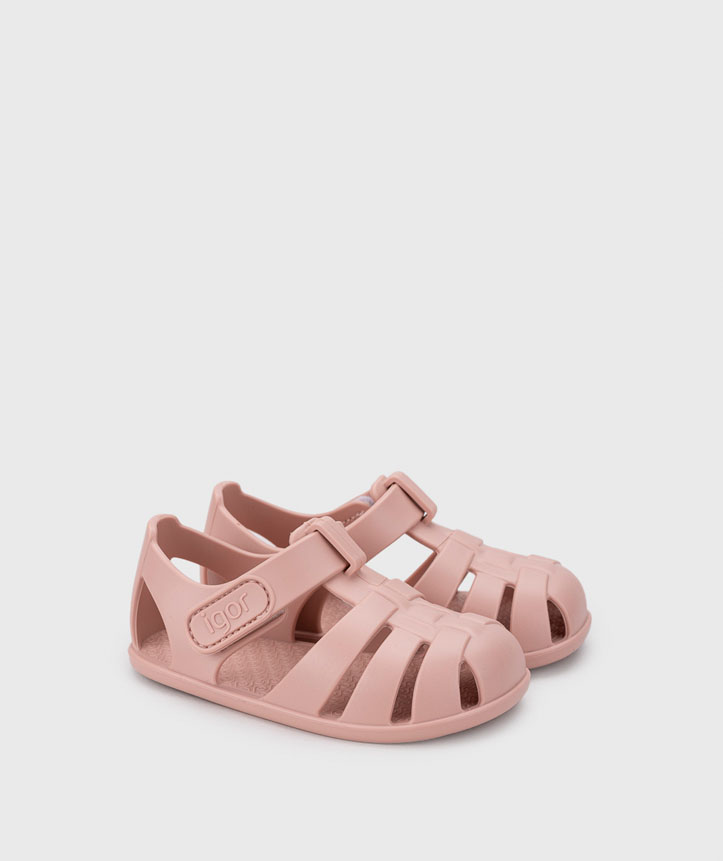 Sandálias cor-de-rosa para criança em plástico com fecho velcro IGOR