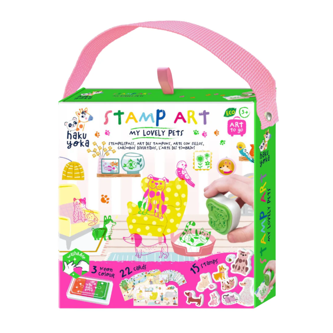 Kit de carimbos Stamp Art My Lovely Pets com alça rosa