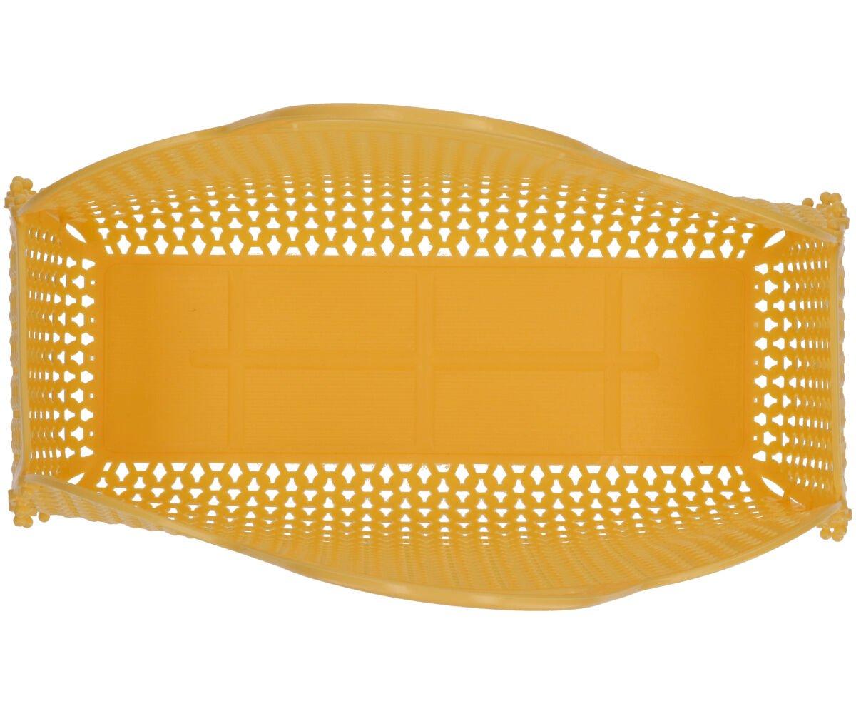 Sacola amarela perfurada vista de cima