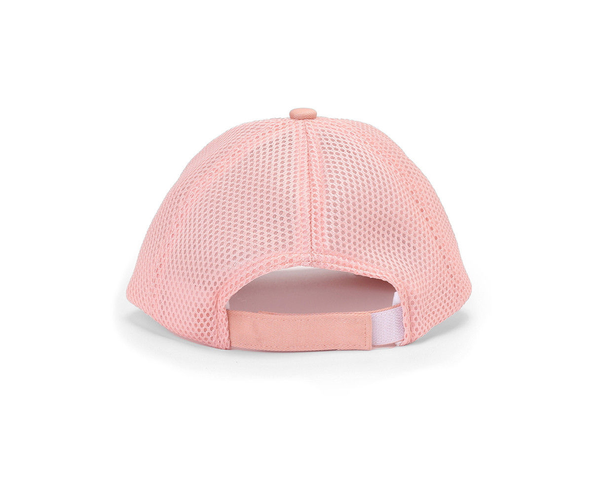 Boné rosa de malha com ajuste traseiro em tira de tecido