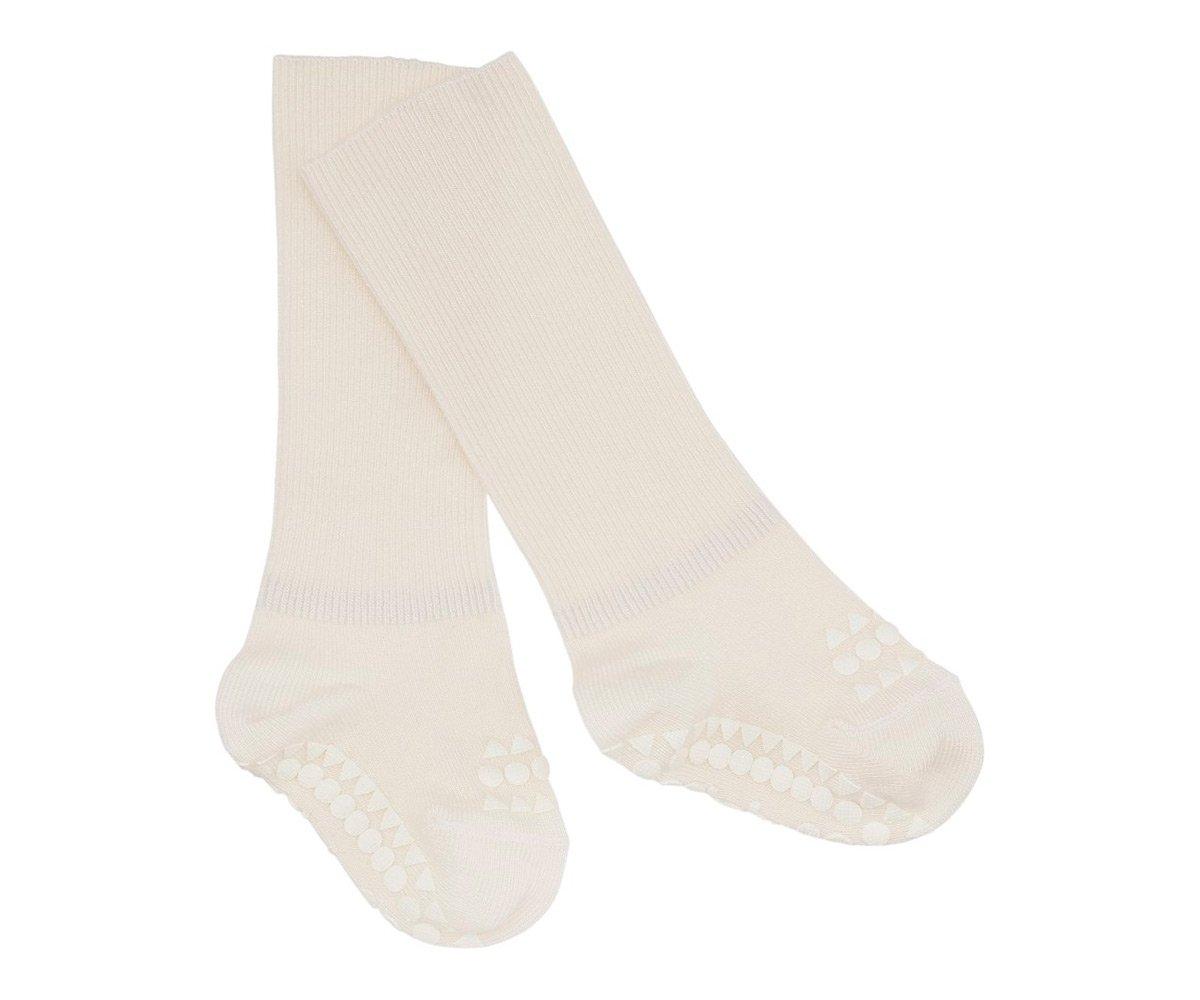 Par de meias infantis brancas com pontos antiderrapantes
