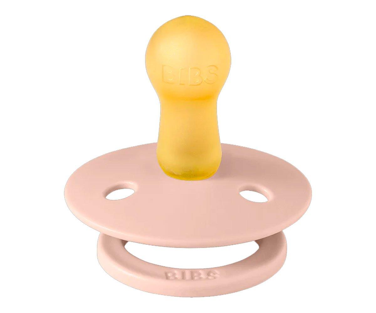 Chupeta bebé BIBS rosa com tetina amarela em látex