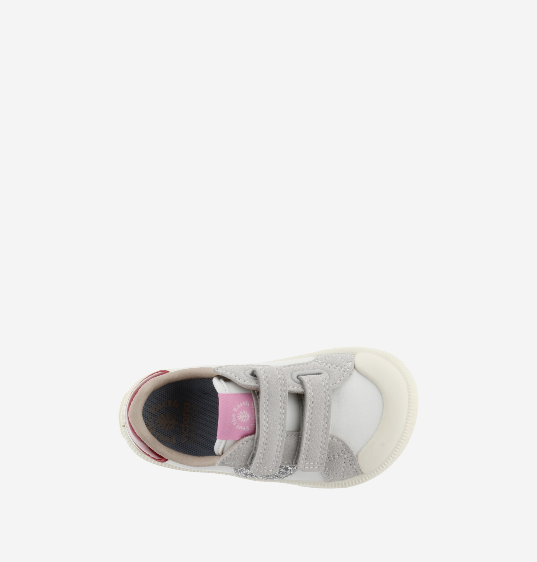 Sapato ténis cinza e branco para bebé com fechos de velcro