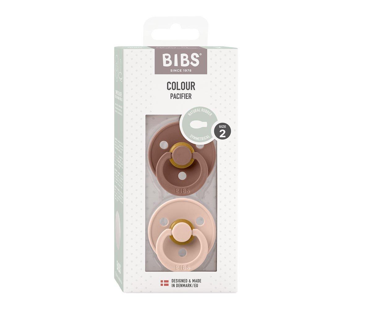 Embalagem com dois biberões BIBS COLOUR em castanho e bege claro.