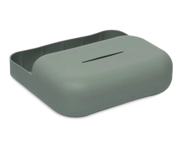 Saboneteira de silicone cinza com tampa e fenda estreita