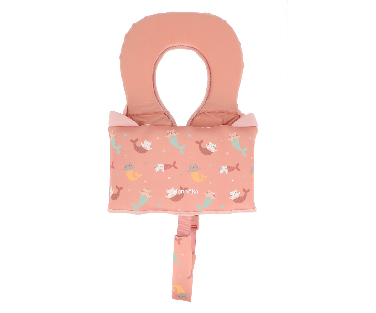 Colete salva-vidas de bebé cor-de-rosa com estampado de sereias coloridas