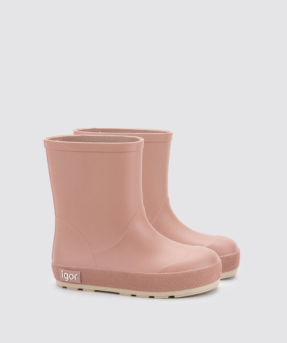 Botas de borracha rosa claro com etiqueta 'igor'