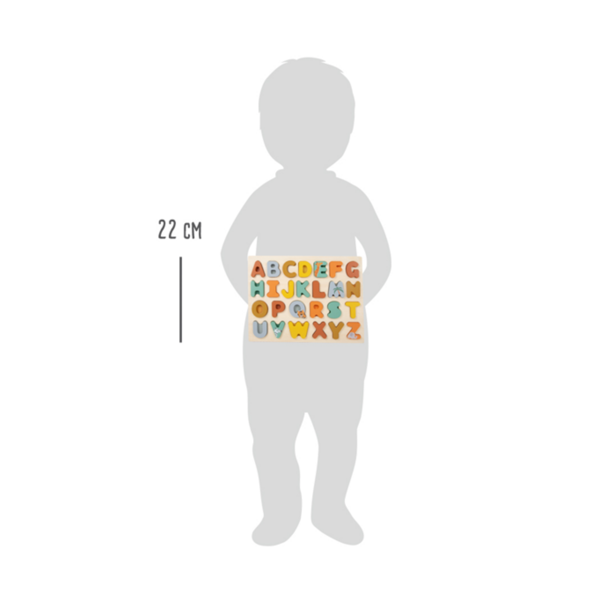 Letras do alfabeto em madeira colorida com padrões