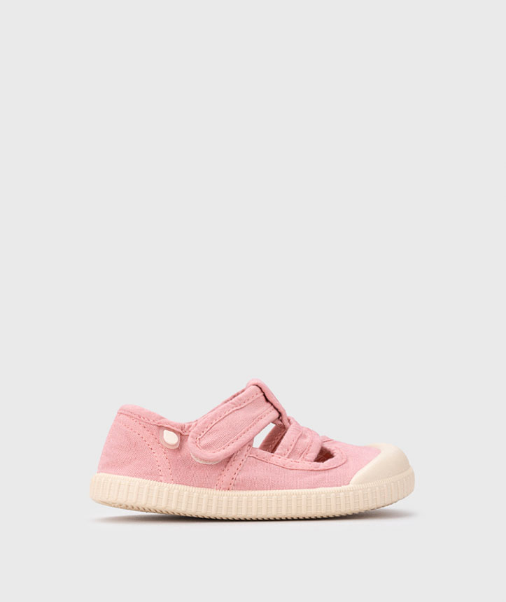 Sapatilha infantil rosa com sola branca