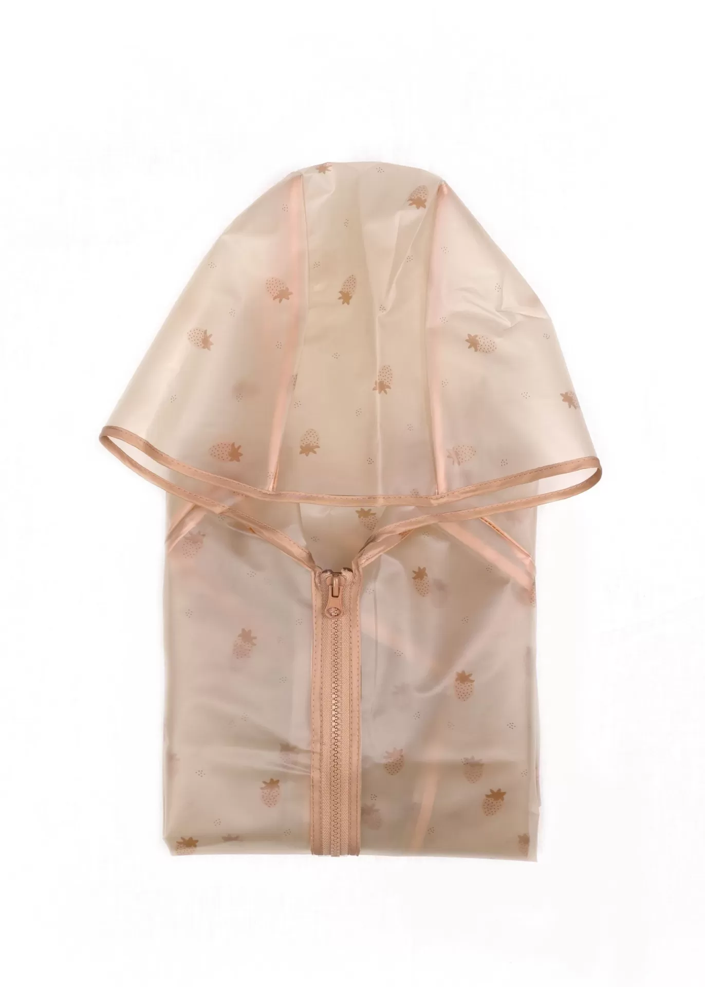 Casaco capa transparente cor de rosa com padrão de âncoras douradas