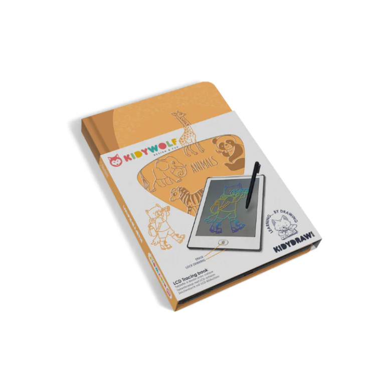 Livro de atividades para crianças KIDYWOLF com LCD para desenhar