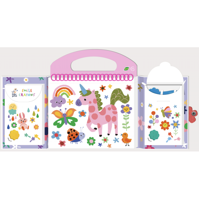 Estojo colorido com desenhos infantis de unicórnio e flores