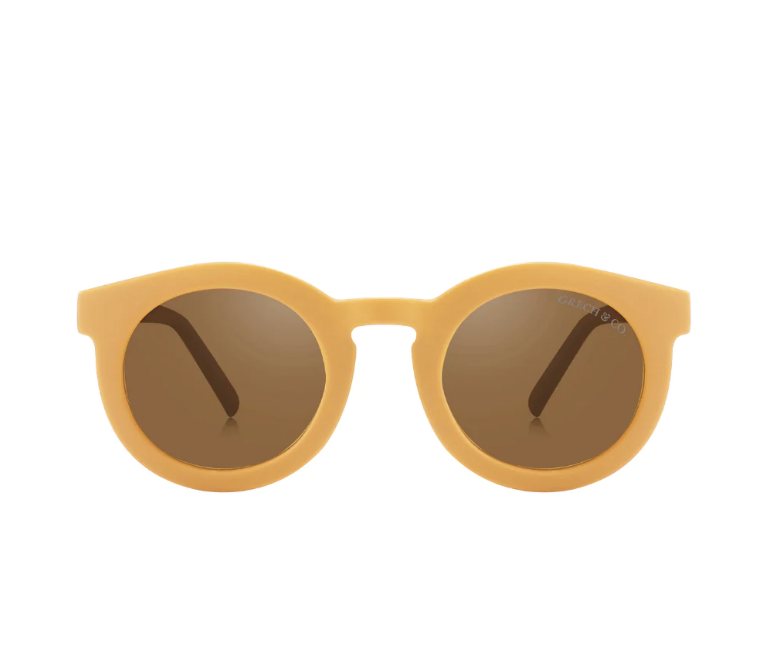 Óculos de sol redondos castanhos claros com lentes castanhas escuras