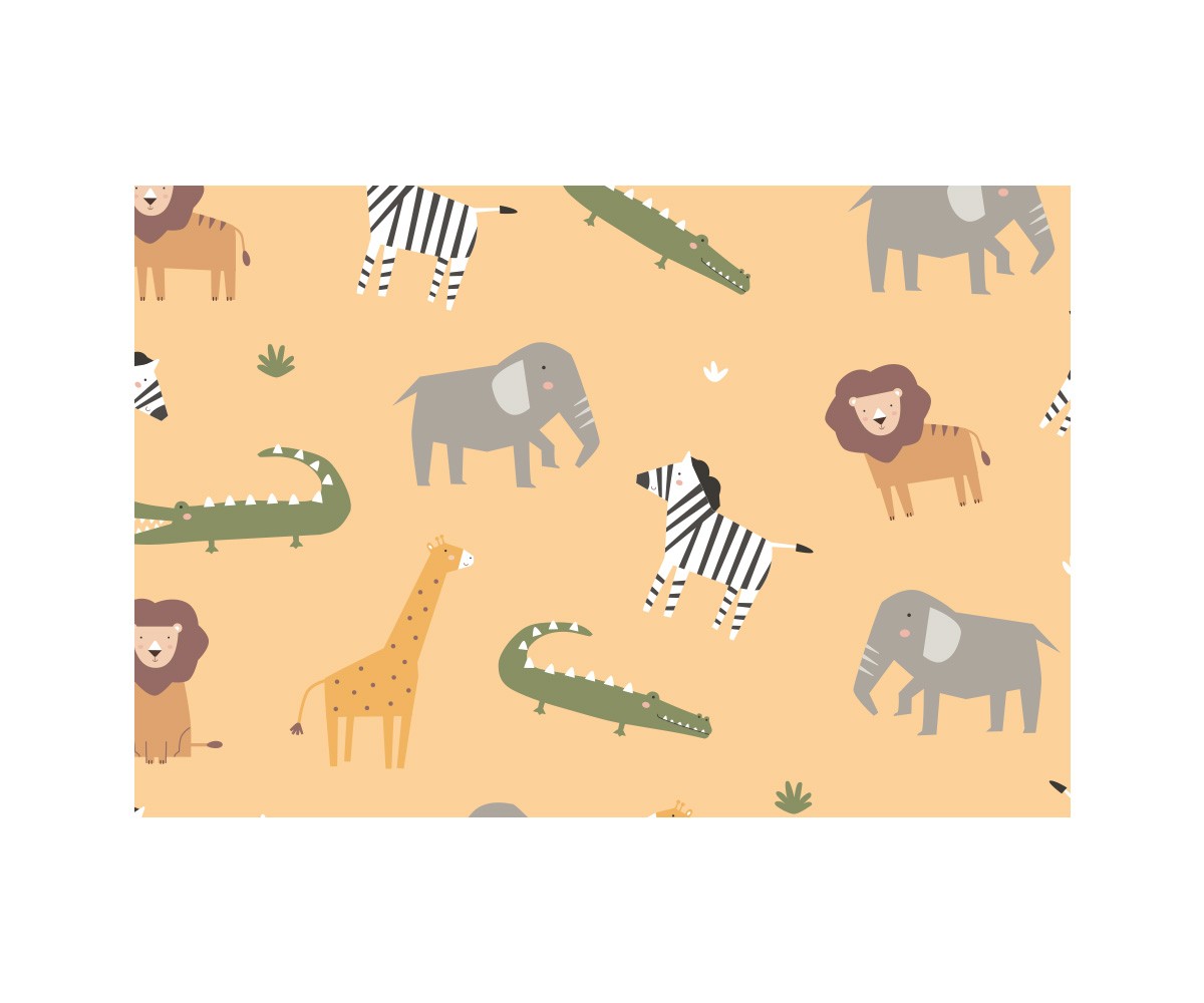 Padrão de animais da selva em fundo cor de pêssego