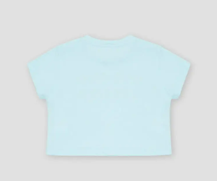 T-shirt azul clara de manga curta vista de costas