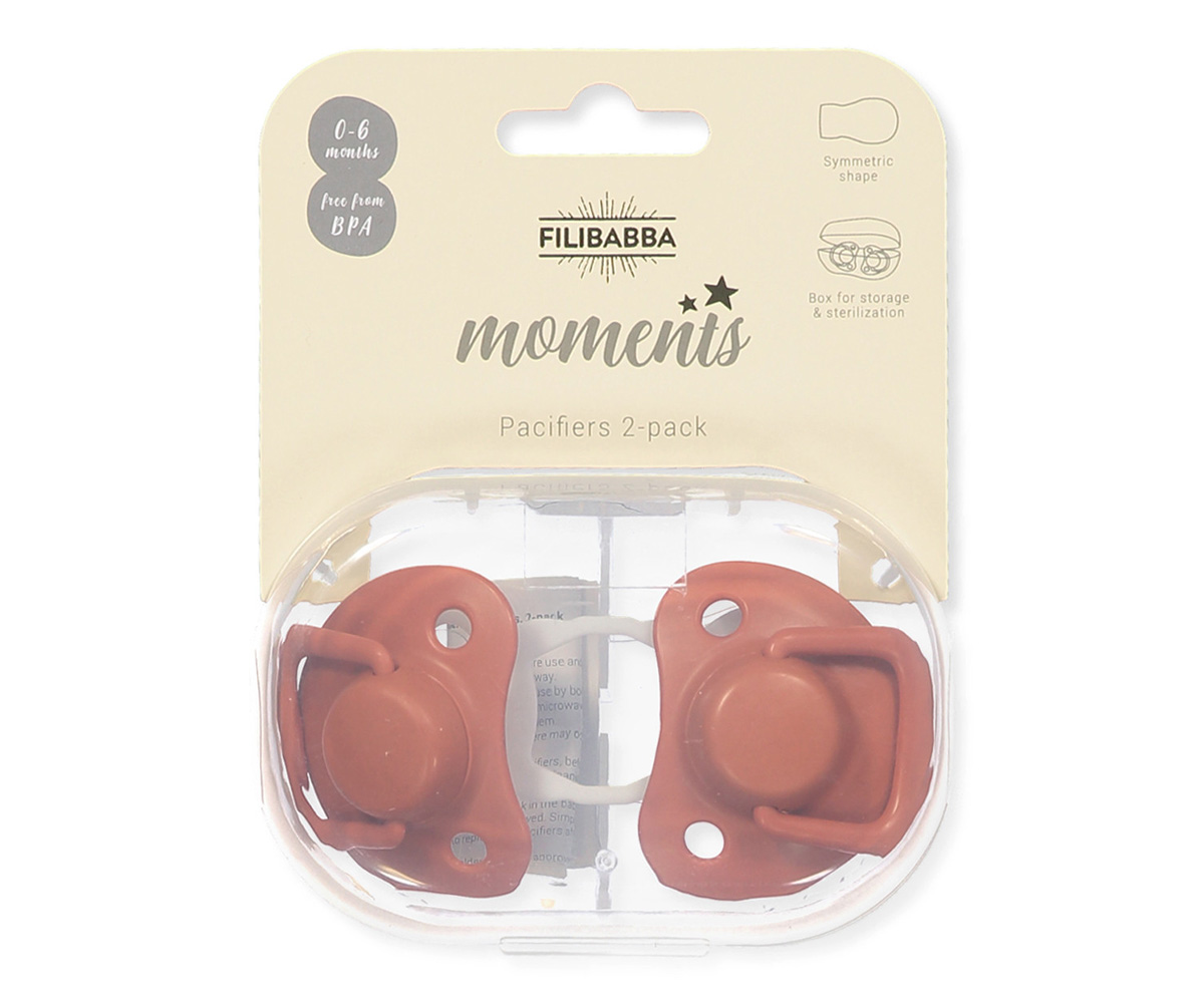 Conjunto de 2 chupetas castanhas FILIBABBA moments para bebés 0-6 meses em embalagem plástica transparente