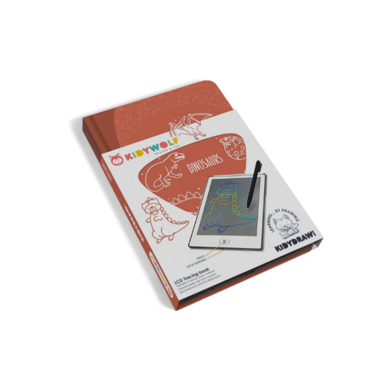 Kit educativo Kidywolf Dinosaurs com bloco de desenho LCD e caneta