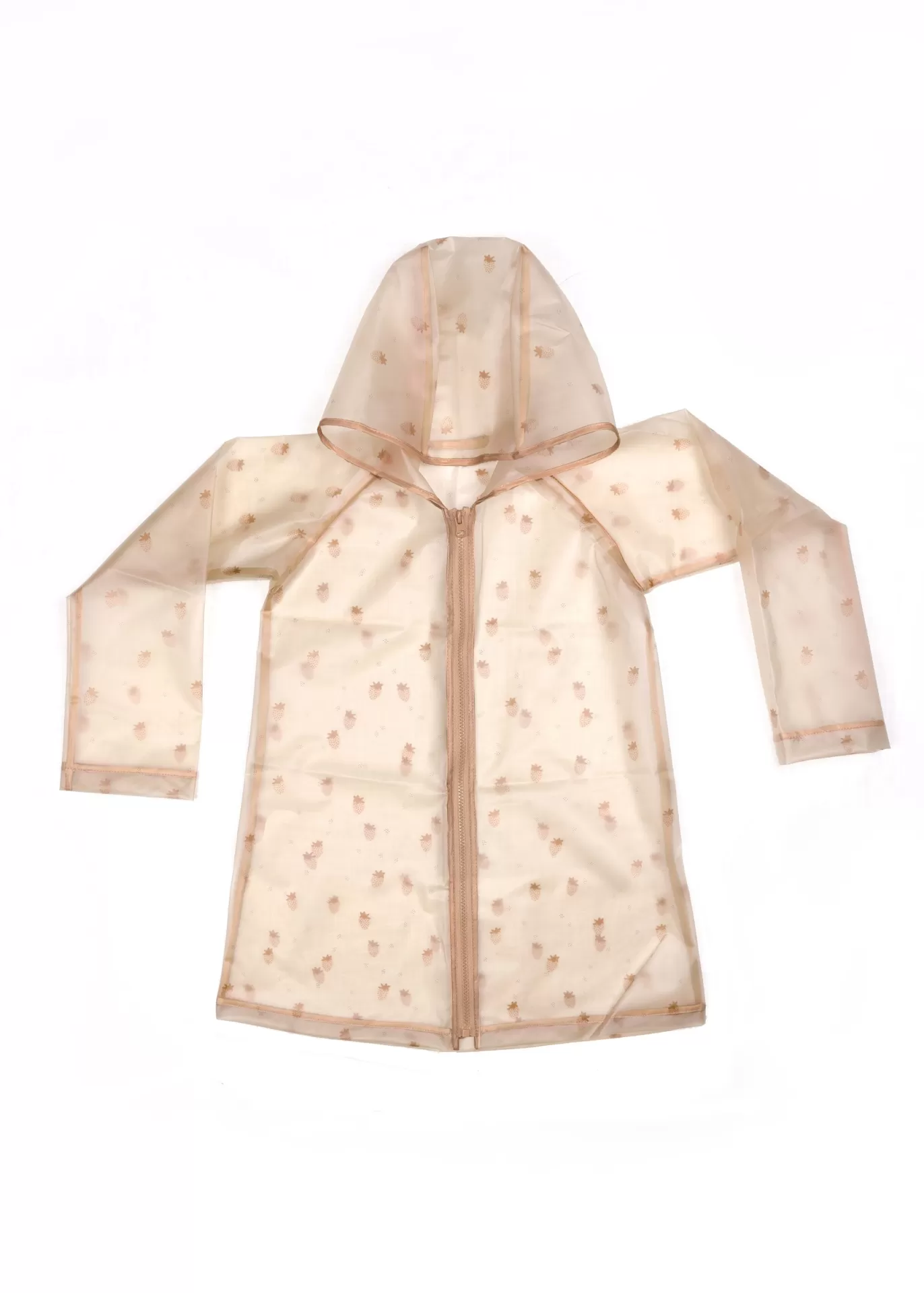 Casaco impermeável transparente com capuz e fecho frontal para criança