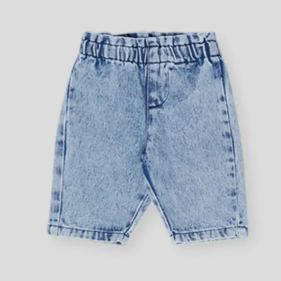 Calções de ganga azul claro com cintura elástica