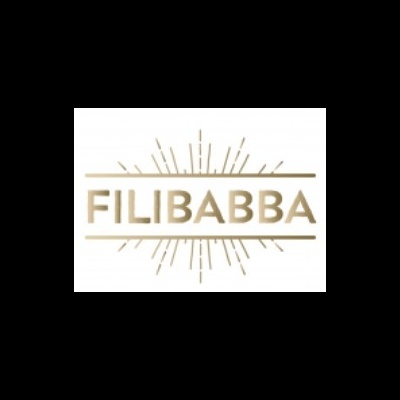 Logótipo FILIBABBA em dourado com raios estilizados