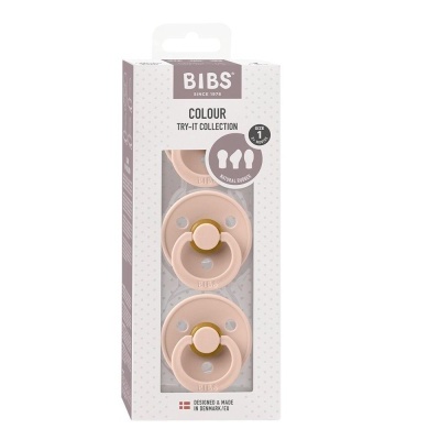 Conjunto de duas chuchas BIBS cor rosa nude na embalagem