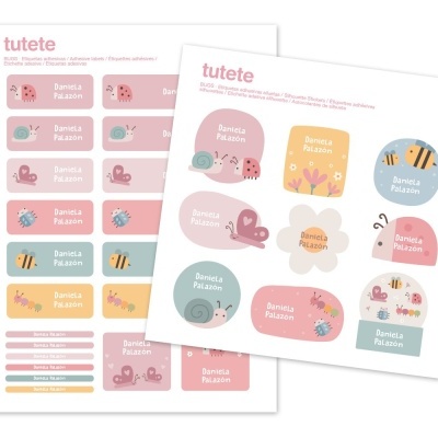 Folhas de etiquetas autocolantes personalizadas com desenhos de insetos e flores