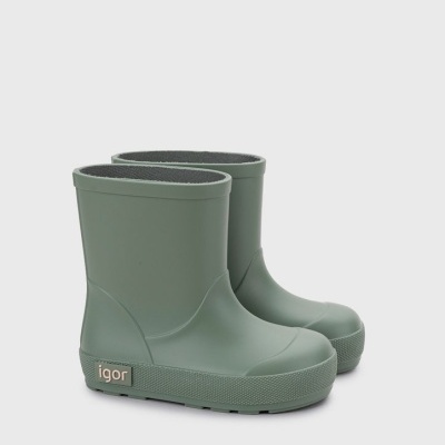Botas de chuva infantis verdes com etiqueta igor