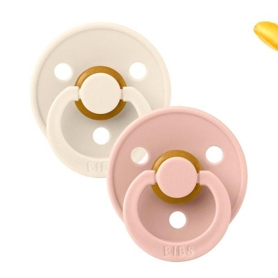 Bicos para bebé BIBS em creme e rosa claro com três orifícios