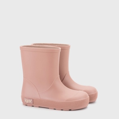Botas de borracha cor de rosa com etiqueta igor