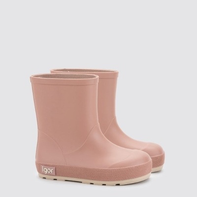 Botas de borracha rosa claro com etiqueta 'igor'
