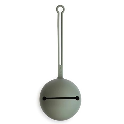 Colher medidora cinzenta em silicone com cabo longo e círculo para pendurar