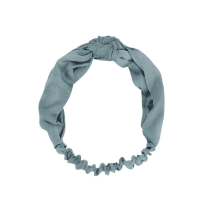 faixa de cabelo elástica azul com nó decorativo