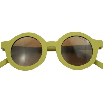 Óculos de sol com armação redonda verde clara e lentes escuras