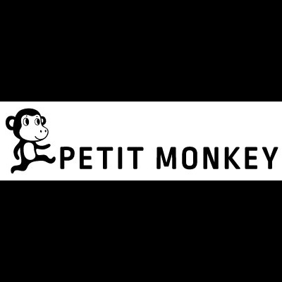 Logótipo PETIT MONKEY com macaco preto e texto em preto