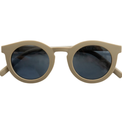 Óculos de sol redondos bege com lentes escuras