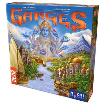 Jogo Estratégia Ganges - Devir Embalagem do jogo de tabuleiro GANGES com ilustração colorida e texto