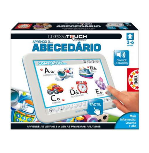 Jogo Educa Touch Junior Aprendo o Abecedário 15678 Caixa de jogo educativo Infantil Educatouch Junior Aprendo o Abecedário com letras e imagens coloridas