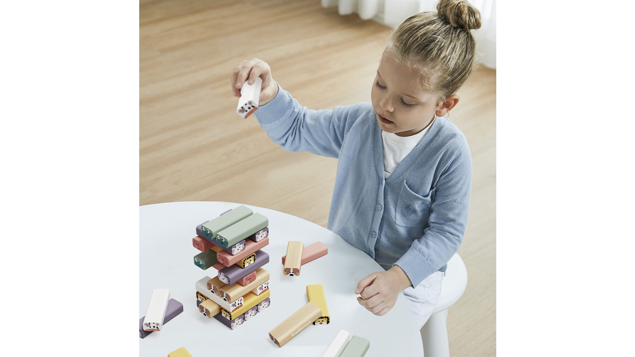 Torre Jenga C/ Cartas Motivo Animais 76pçs 769328 Torre Jenga C/ Cartas Motivo Animais 76pçs 769328