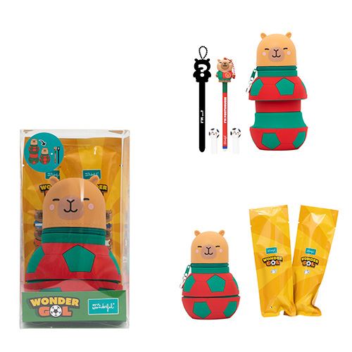 Estojo Extensível Futebol Mr Wonderful Wonder Gol Portugal Boneco colorido com acessórios e embalagem WONDER GOAL