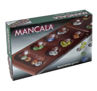 Jogo Habilidade Mancala FD100445 +7 NOA Aquamarine Games Caixa do jogo de tabuleiro Mancala com tabuleiro de madeira e peças coloridas