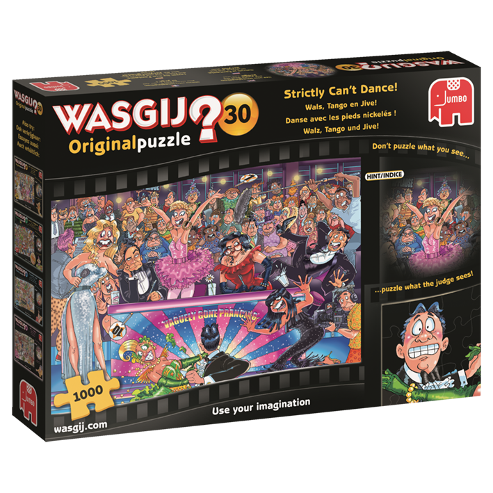 Puzzle Jumbo 1000 Wasgij Original 30 19160 Caixa de puzzle Wasgij Original 30 com ilustração de dança colorida e texto explicativo
