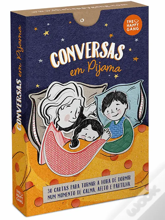 Conversas Em Pijama THG78 Caixa de cartas Conversas em Pijama com ilustração de família na cama