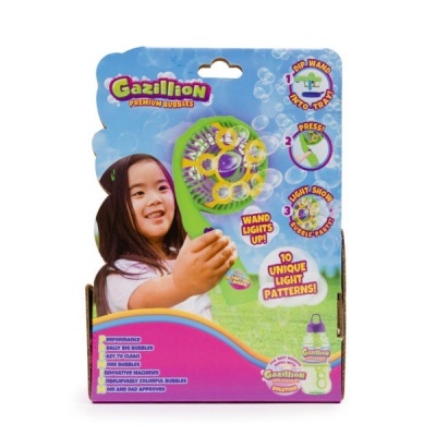 Brinquedo Gazillion Premium Bubbles com ventilador para bolhas, embalagem colorida com imagem de menina