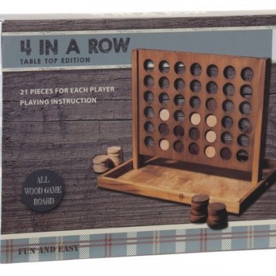 Caixa de jogo de tabuleiro 4 IN A ROW em madeira
