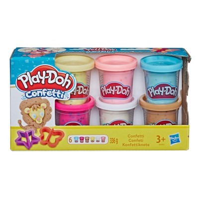Pacote Play-Doh Confetti com 6 frascos de massa de modelar coloridos